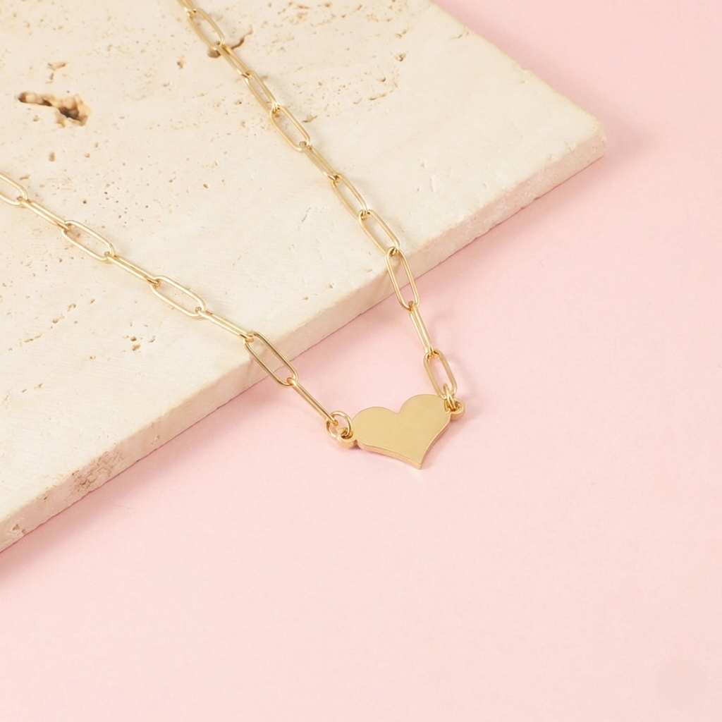 Cadena Eslabones Placa Corazón